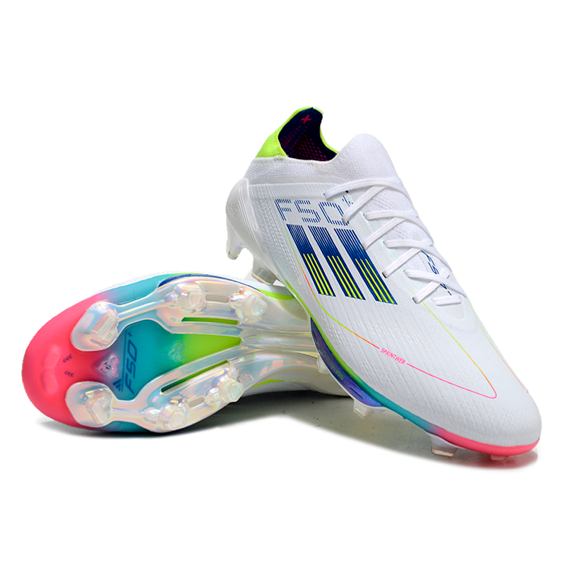 Adidas F50 Elite FG Laceless Fast Reborn - Branca, Azul, Verde e Rosa