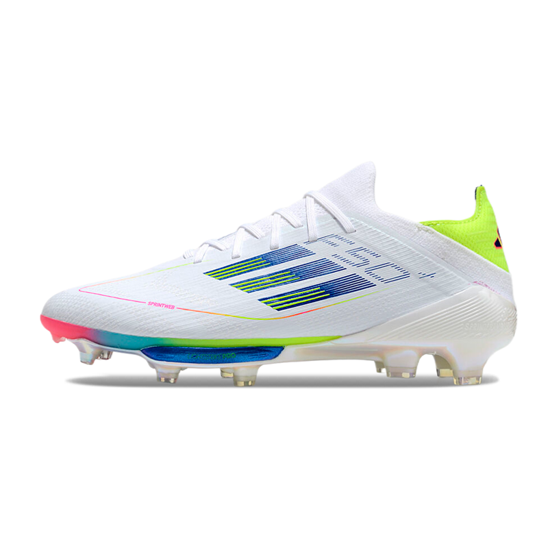 Adidas F50 Elite FG Laceless Fast Reborn - Branca, Azul, Verde e Rosa