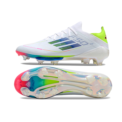 Adidas F50 Elite FG Laceless Fast Reborn - Branca, Azul, Verde e Rosa