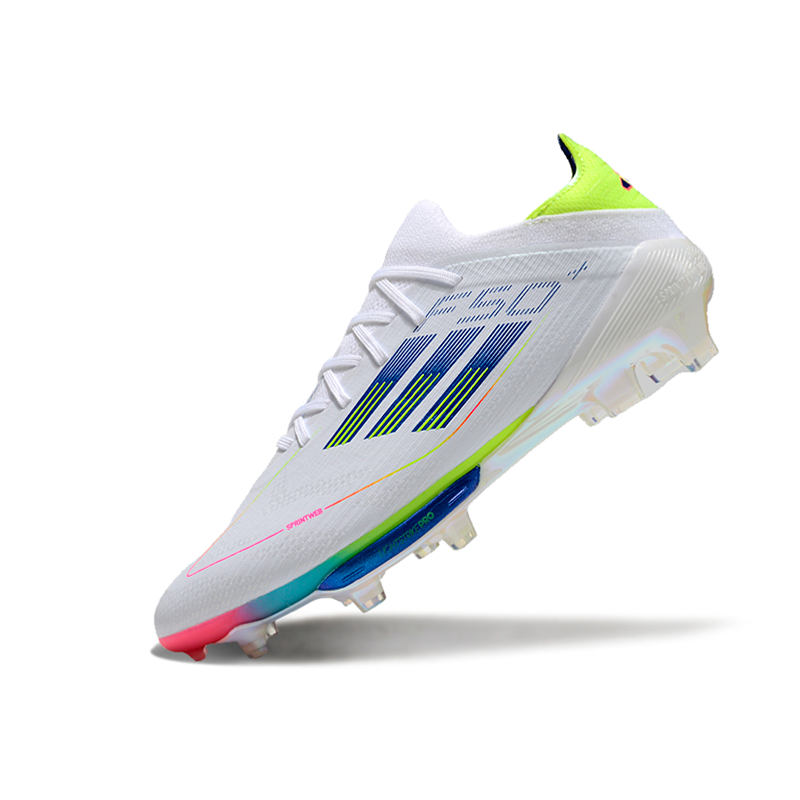 Adidas F50 Elite FG Laceless Fast Reborn - Branca, Azul, Verde e Rosa