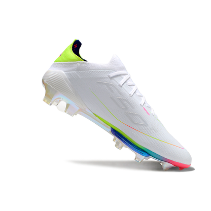 Adidas F50 Elite FG Laceless Fast Reborn - Branca, Azul, Verde e Rosa