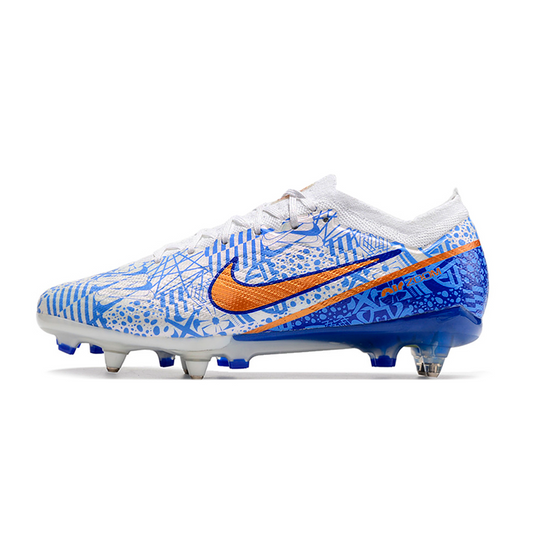 Chuteira Campo Nike Air Zoom Mercurial Vapor 15 Elite Trava Mista Azul e Dourado
